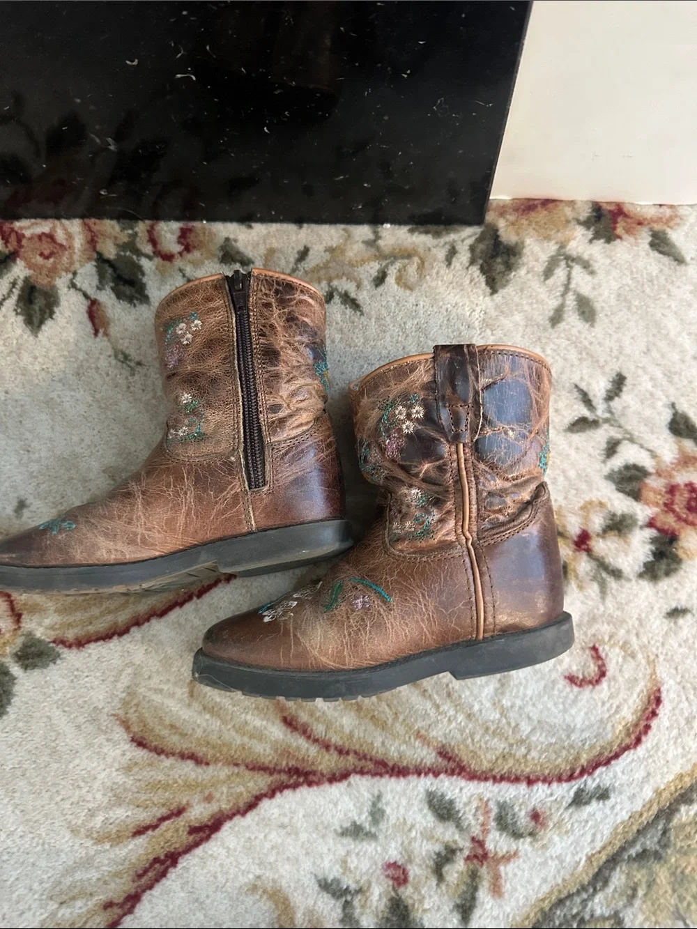 Girls' Brown Embroidered Western Boots